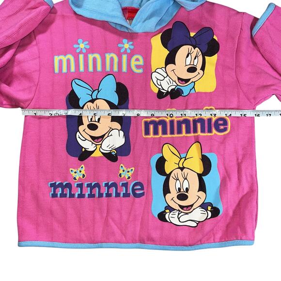 Vintage Minnie Mouse Pink & blue with daisy's pull over hoodie sweatshirt 7/8 - Picture 3 of 8